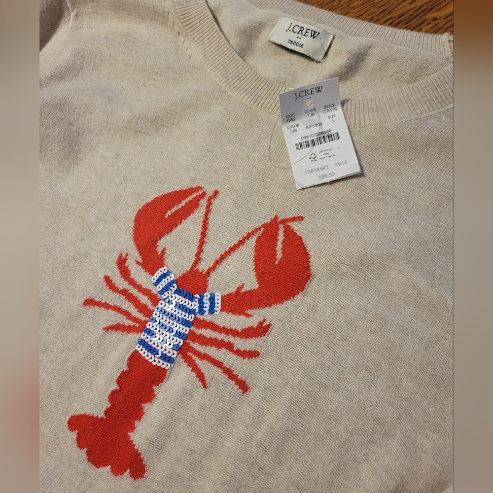 J. Crew Factory Lobster Teddie Sweater - beige - Picture 10 of 11